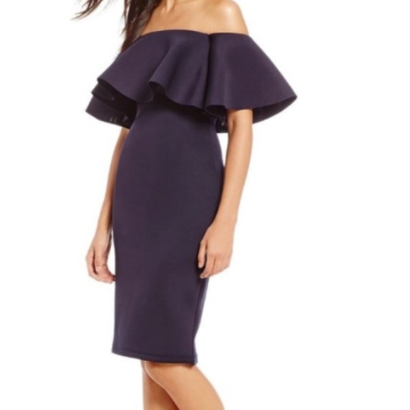 off the shoulder scuba dress